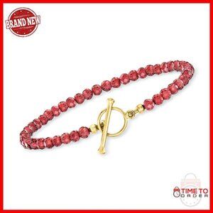 18kt Gold Over Sterling Silver Garnet Bracelet with Toggle Clasp